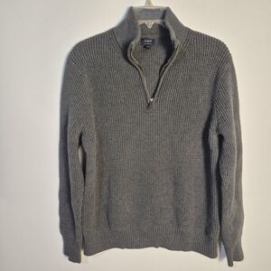 J Crew M Large Quarter Zip Preppy Long Sleeved Pullover Knit Sweater 100 Cotton